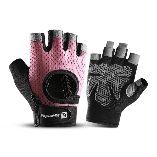 Tyngdlyftande Cykelhandskar med halvfinger som andas halkfri silikon PINK S