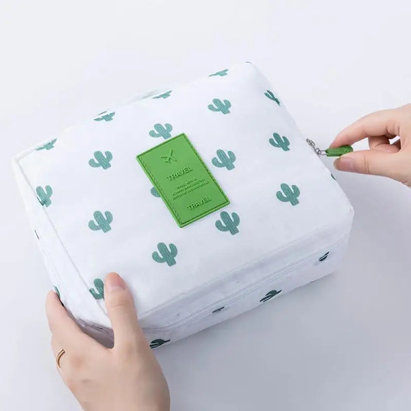 SOBU Vattentät Bärbar Dragkedja Kosmetikväska dot beauty Case Make Up Tas Plånbok Organizer Förvaring Resetvättpåse K1049 White