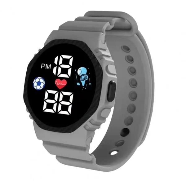 Lätt och stilfull modefotboll LED Digital watch Present Digital watch som är bevisad för dagligt bruk Grey