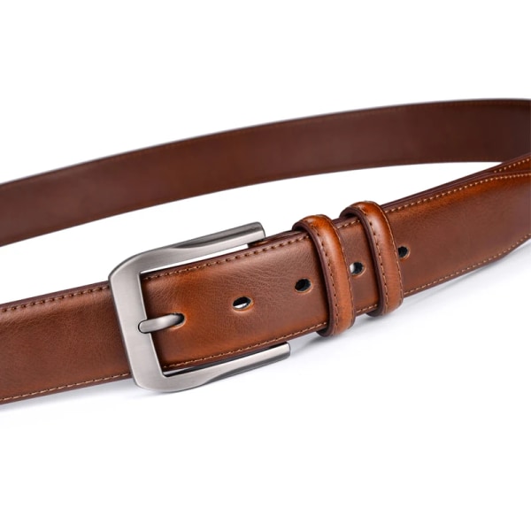 Klänning i äkta läder för män Klassisk sömnad design 38 mm Vanliga stora och höga storlekar 0502SL-kou-Cognac 100cm