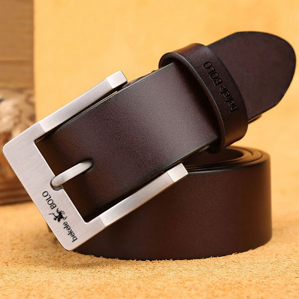 Nytt högkvalitativt lyxmärke äkta läderbälte Herr Svart Pin Spänne Designe Business Bälten Band cinturones para hombre 2022 ASilver buckle Brown 100cm