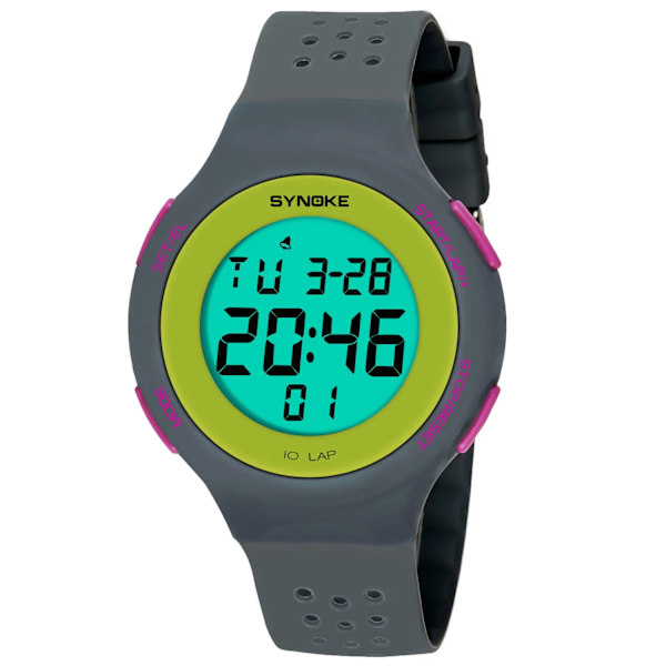 SYNOKE Watch 30M Vattentät Militär LED-skärm Multifunktionell väckarklocka Digitala klockor Herr reloj hombre Gray Watch