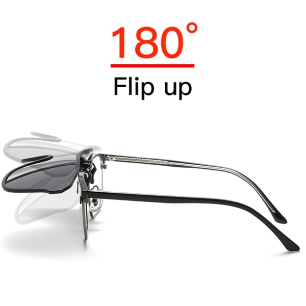 VIVIBEE 2023 Cool Flip Up Clip On Solglasögon Polarized TR90 Photochromic Driving Square Oversized UV400 Fishing Solglasögon 1 Grey with case