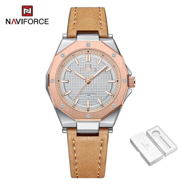 NAVIFORCE Quartz Läder Armband Lyx Kvinnor Enkel Populär Watch Vattentät Kvinnor Klockor Kvinnor Watch Mujer RGWLBN-BOX
