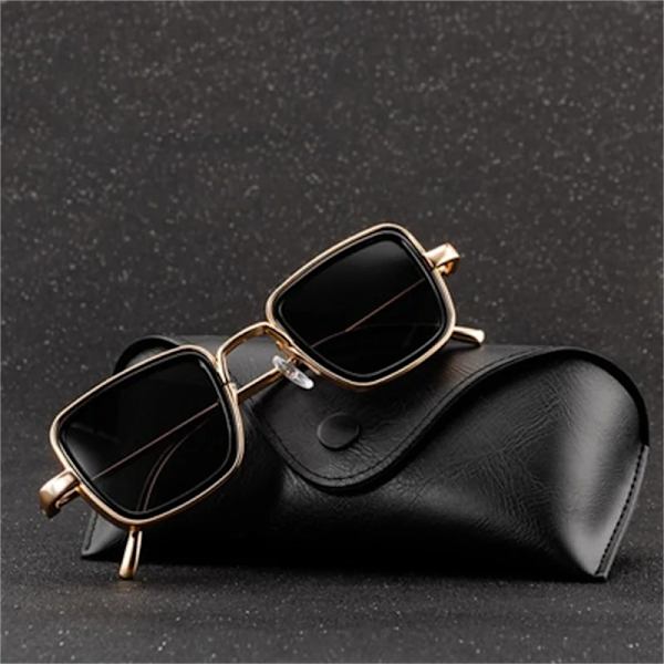 Steampunk-stil fyrkantiga solglasögon klassiska gotiska män kvinnor märkesdesigner fyrkantig legering båge Färgglada lins solglasögon GoldYellow MULTI