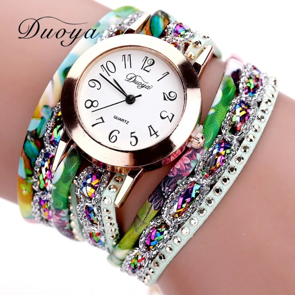 2019 Toppmärke Lyxklockor Dam Blomma Populär Quartz Diamond Läder Armband Kvinnlig Dam Gemstone Dress Watch Black