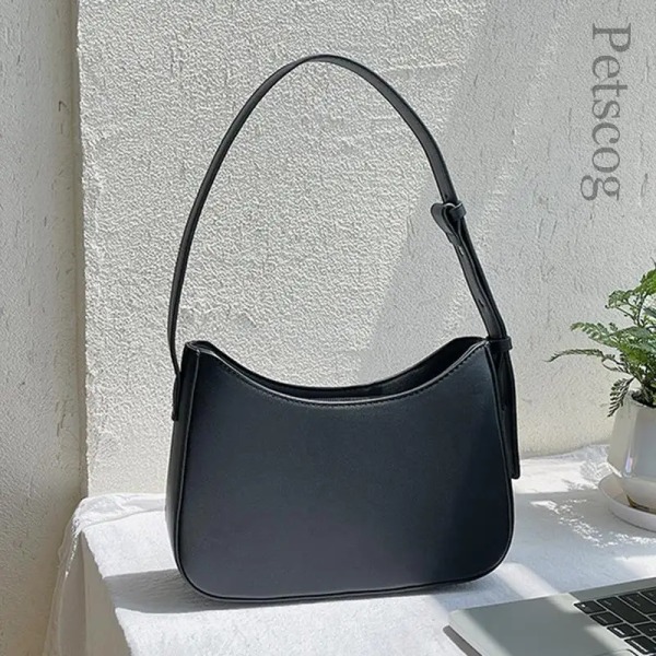 Väskor För Kvinnor Mode Pu Läder Dragkedja Underarm Väska Dam Enkel Design Casual Travel Handväska Bolsas Black