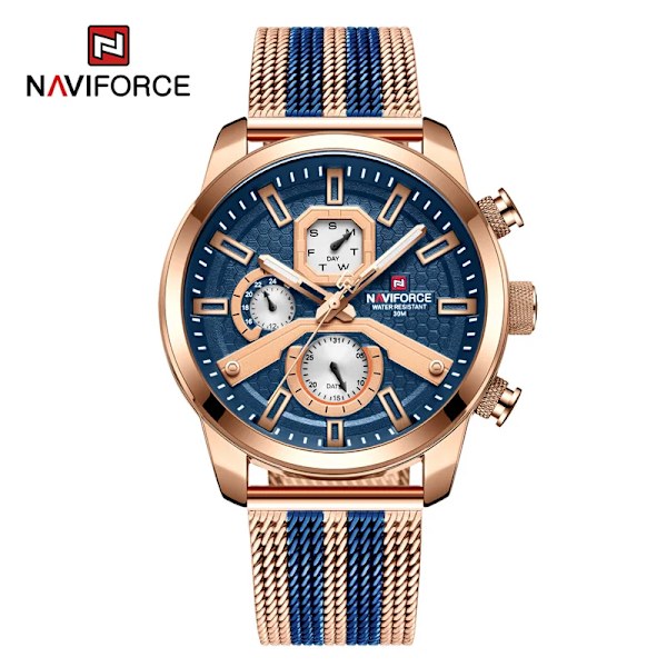 NAVIFORCE Kalenderklockor för män Casual Watch för män Quartz Armbandsklocka i rostfritt stål Watch Masculino 2022 RGBE
