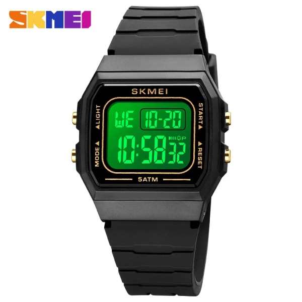 SKMEI Utomhussportklocka Watch Mode Enkla klockor Damkalender PU-rem 5Bar Vattentät Digitalklocka watch hombre White Black