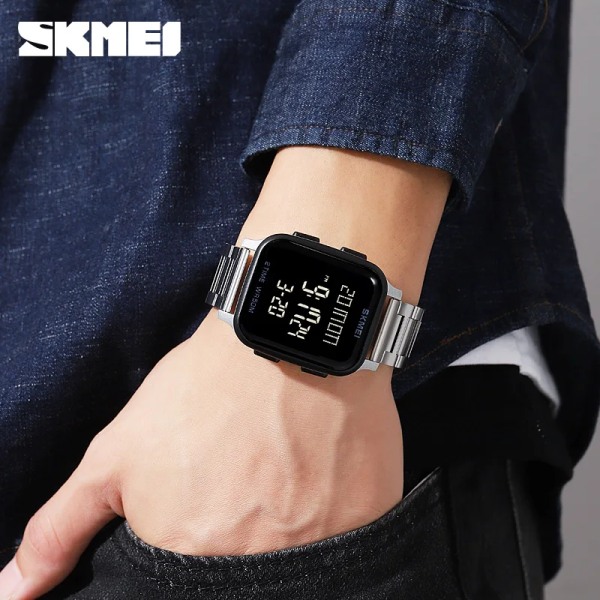 Herrklockor Vattentät Sport Digital LED- watch Alarm Chrono Elektronisk klocka Man Student Armbandsur SKMEI Relogio Masculino Gold