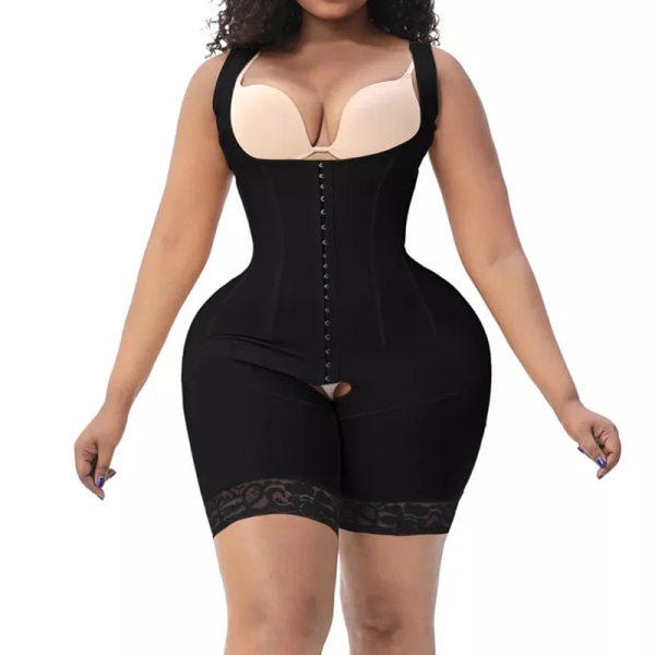 Ny kroppsformare för kroppsslankning för kvinnor 9 revben i stål med 3 rader knapphål Faja BBL Post Op Surgery Body Skims Shapewea Black L