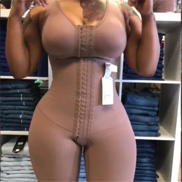 Öppen byst Faja Body Osynlig Booty Shaper Medellängd Bantning Spets Fajas Colombianas Post BBL Post Op Surgery Supplies black 5XL