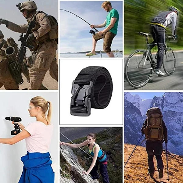 Äkta taktiskt bälte magnetiskt spänne snabbkopplingsbälte Casual Nylon Träningsbälte Herrbyxor Svart bälte 01 Elasticity gray 45to47inch