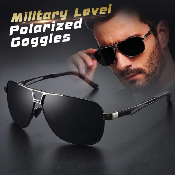 Topp Aluminium Magnesium Fyrkantiga polariserade fotokromatiska solglasögon Herr Solglasögon Militär säkerhet Körning Oculos De Sol Masculino Blackgold