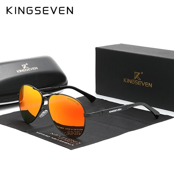 KINGSEVEN 2022 New Trend Quality Titanium Alloy Solglasögon herr Polariserade solglasögon Dam Pilot Mirror Glasögon Oculos de sol Black Red Orignal