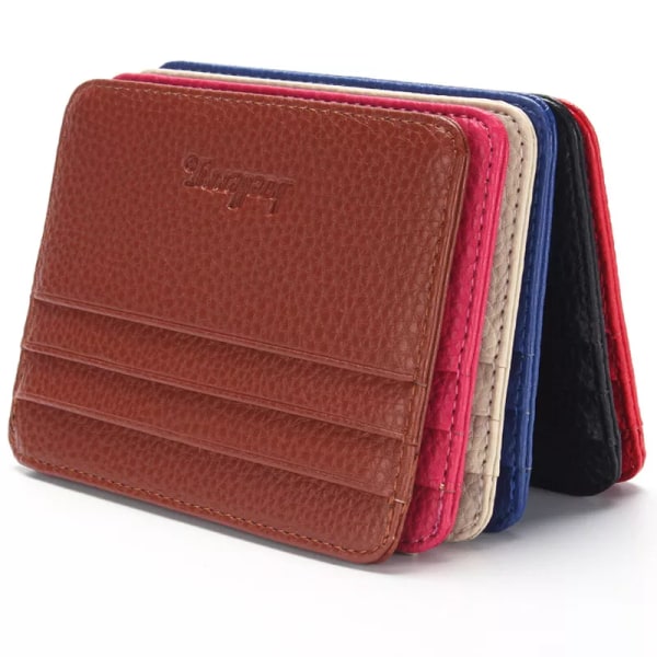 baellerry Mini Läderhållare för män id- case tunn plånbok för kvinnor med myntficka liten plånbok korthållare Auburn