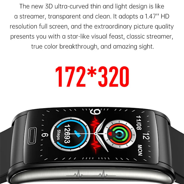 E600 Smart Watch EKG Blodsocker Män Icke-invasiv Blodsocker Puls Hälsomätare Kvinnor Sport Smartwath Armband Red