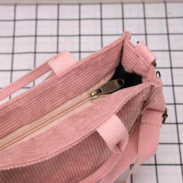 Retro Corduroy Kvinnor Handväskor Stor Kapacitet Messenger Toes Dammode Enkel Designer Dragkedja Shoulder Vild tygväska Gray