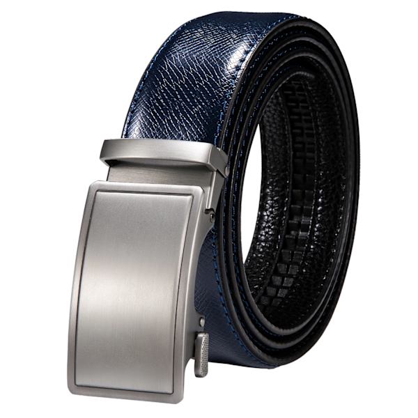 Högkvalitativt märke herrbälten blå koläder Automatiska spännen Spärr midjeband Bälte för män Klänning Jeans Kostym Byxor Present 2011DME 110cm