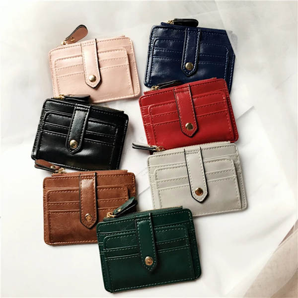 1 ST Mini PU Läder Kreditkortshållare Skydd Cover Hasp Kvinnor Män Liten Ultra-Tunn plånbok Organizer Case Paket Myntväska Dark green