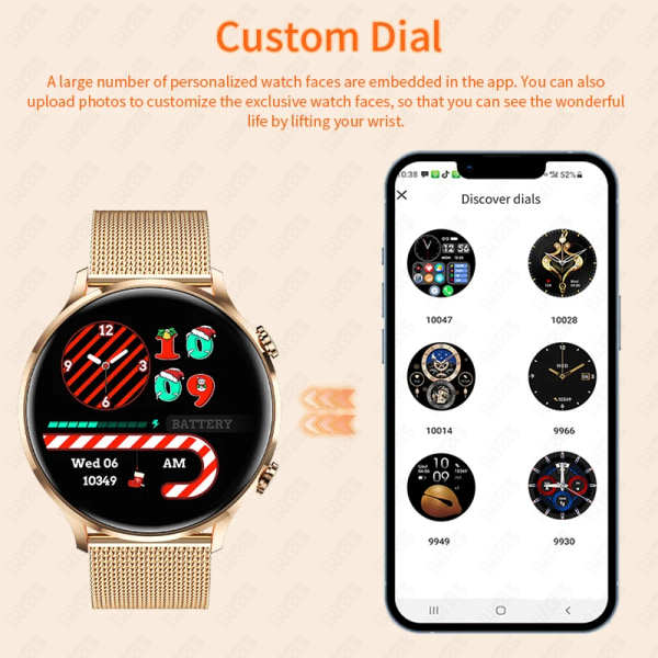 LIGE Ny Bluetooth Call Smart Watch Dam Fysiologisk funktion Sport Fitness Armband Vattentät Bluetooth Call Smartwatch Herr steel strip gold(.1567) Body temperature(.1567)