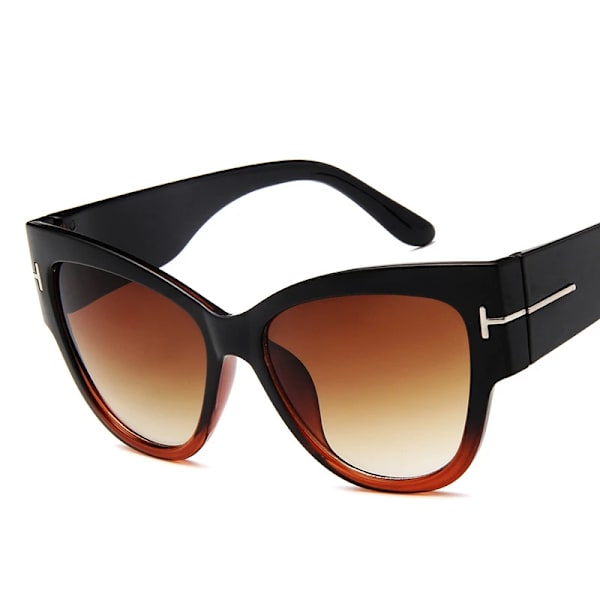 Nytt Tom Modemärke Designer Cat Eye Dam Solglasögon Dam Gradient Points Solglasögon Big Oculos feminino de sol UV400 Black Tea multi