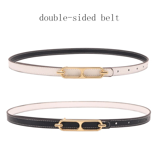 Mode dambälte Dubbelsidigt slitage Justerbara tunna bälten Guldspänne PU-läder midjebälte för dam Byxor Klänning Midjeband 1pcs white 105cm