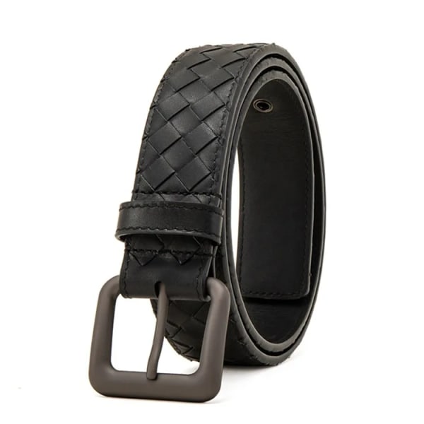 2023 New weaveBV Western Hand Brud Svart Kaffe Blå Lädernål Spänne Män Bälte Mode Jeans Causal Byxor Bälte dark blue 4cm 125cm