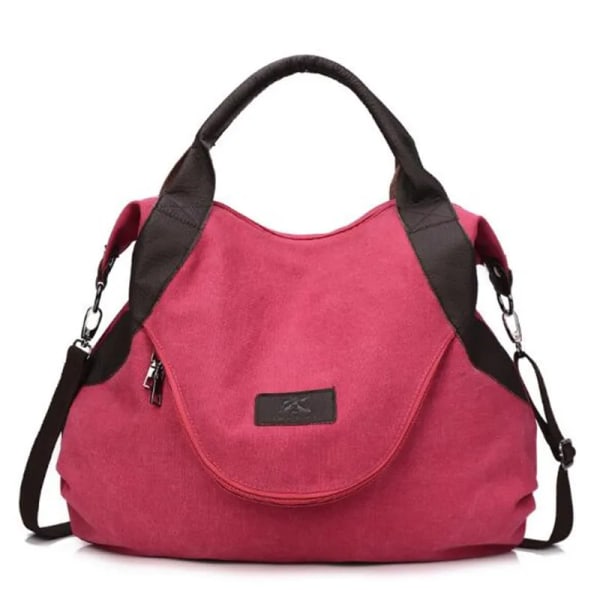 Damväska Stor Stor kapacitet Kvinnor Casual Tote Handväska Kvinnlig Axelväska Canvas Crossbody Lady's Messenger Shoppingväska red-2