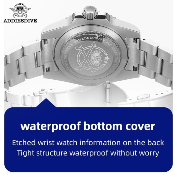 ADDIESDIVE 41mm Top Luxury Quartz watch för män 300m Dykning BGW9 Super Luminous 316L rostfritt stål Quartz Watches reloj hombre Black White