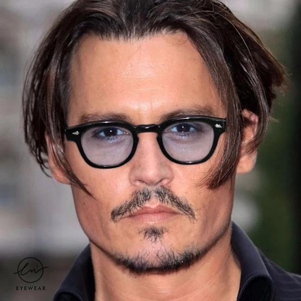 LM Fashion Johnny Depp Style Runda solglasögon Klartonad lins Dam Solglasögon Män TONY Blue Eyewear Ocean Lens UV400 GradientLeopard-Tea Follow Picture