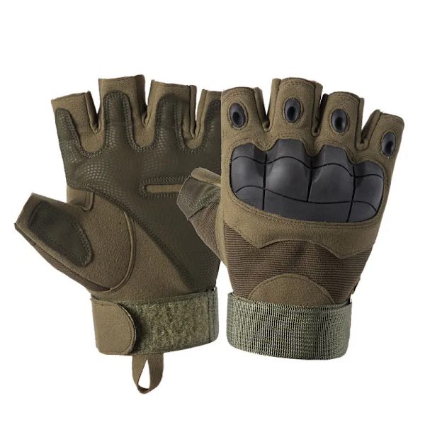 Fingerlösa handskar för cykel Taktiska handskar för män Militärskytte Paintball Motorcykelhandskar Combat Hard Knuckle Glove Army Green M