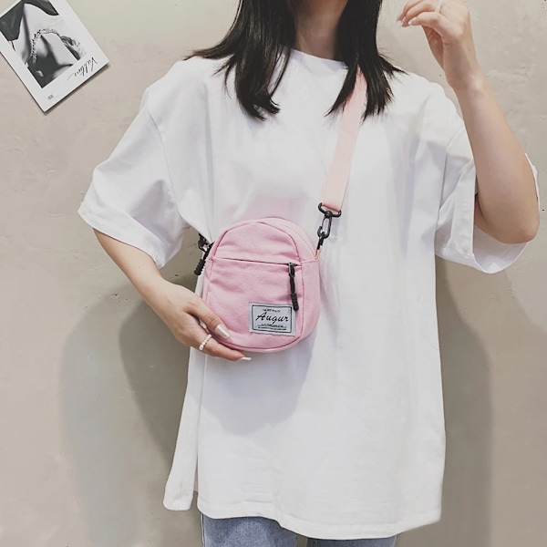 Kvinnmode Manchester Dragkedja Axelväska Crossbody Väska Höst Vinter Flerlagers Liten Mjuk Shopper Bag Billig Kvalitet Handväskor Pink Canvas(.185)