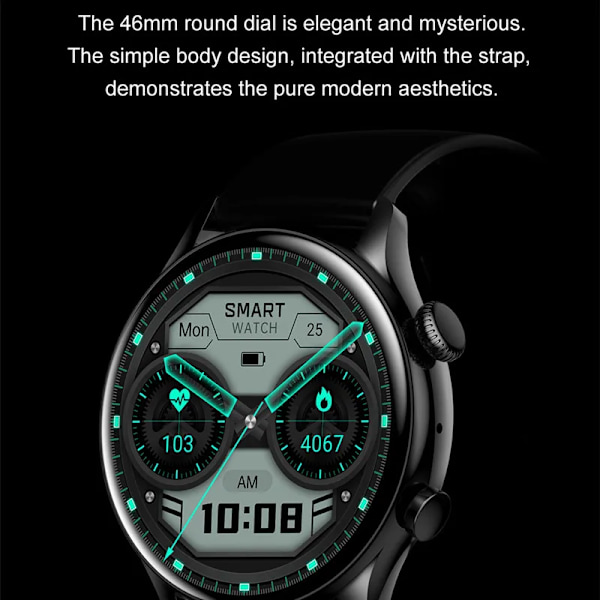 HK8 Pro Bluetooth Call I30 Smartwatch Herr 1,36 tum AMOLED 390*390 skärm Smart Watch IP68 Vattentät Black Leather