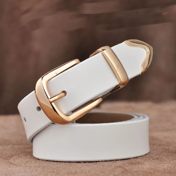 MEDYLA Dambälte Äkta läder Mode Retrobälten Högkvalitativt lyxmärke Dam Alloy Spänne Casual Jeansbälte L27 white 100cm