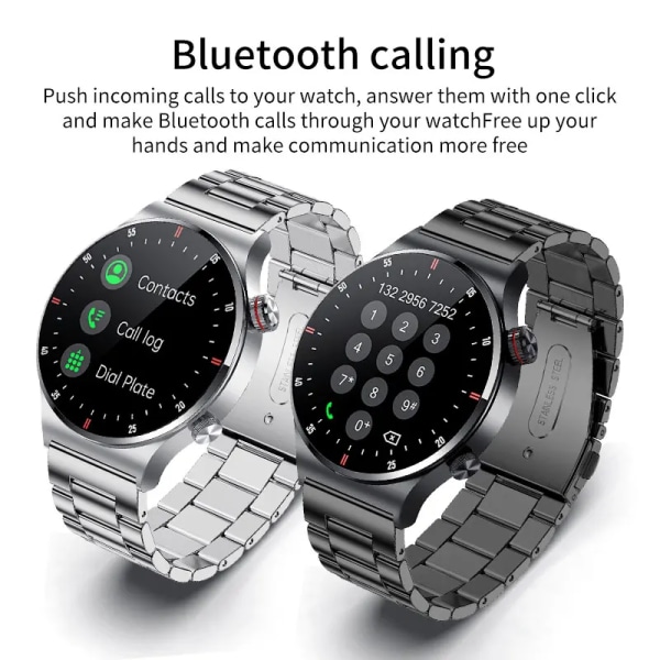 LIGE NFC Bluetooth Call Smart Watch Herr HD Screen Sportarmband Vattentätt EKG Hälsomonitor Herr SmartWatch För IOS Android steel strip black NFC