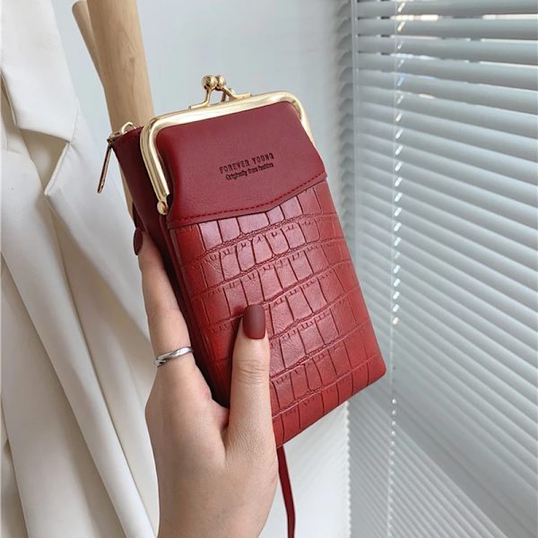 NYTT Mode Stenmönster Crossbody-väska Dam PU-läder Lyx Samll Telefonficka Damväska Axelväskor Handväskor B-apricot