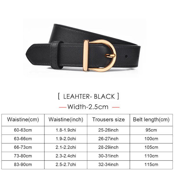 DINISITON Dambälte Äkta läder Damer Tunna Bälten Mode Lyxmärke Högkvalitativa kvinnliga jeans Vindjacka Midjeband Black 100cm