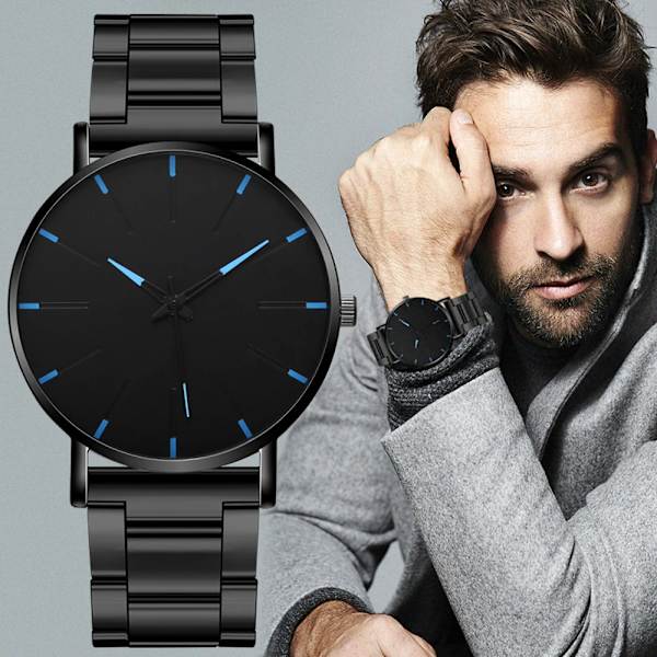 Herrklockor 2023 Lyx Man Elegant Ultra Tunt Armbandsur Man Business Rostfritt stål Mesh Quartz Klocka Relogio Masculino Hot 4-Black-Red