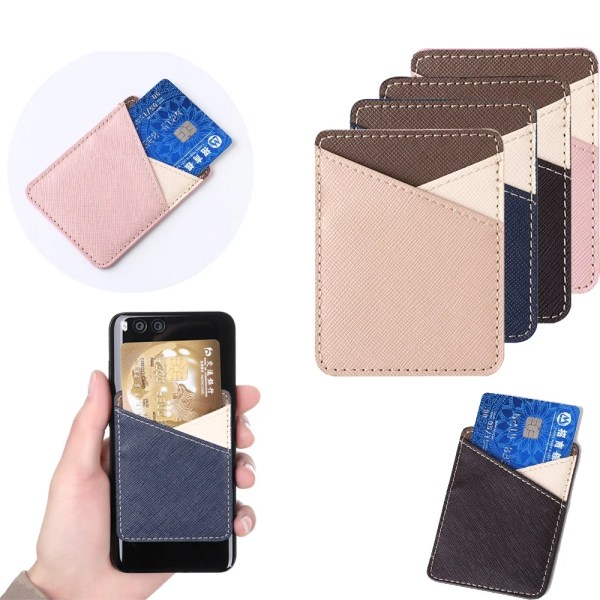 1 st New Fashion ID Kreditkortshållare självhäftande klistermärke Mobiltelefon Plånboksficka Elastisk mobiltelefonficka Stick-on kortväska Pink