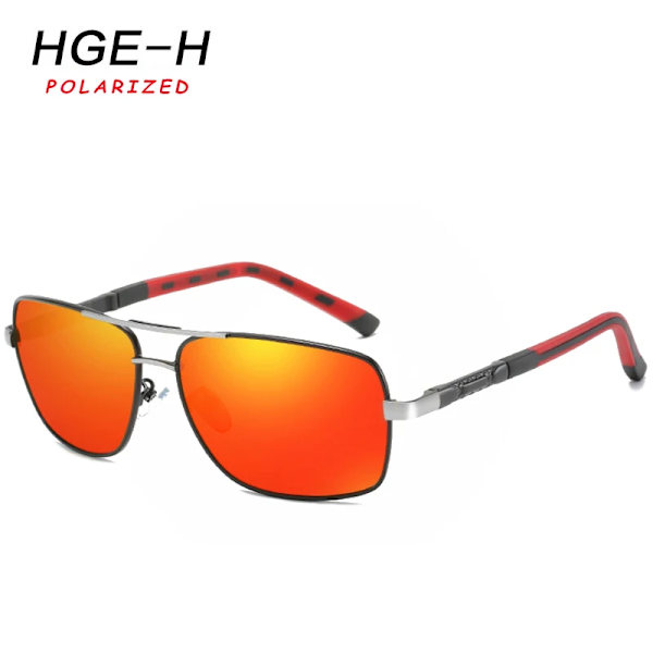 HGE-H 2021 Märke Herr Solglasögon i aluminium Polariserade UV400 Spegel Solglasögon för män Dam För Herr 100 % UV Reseglasögon KD72 C6 Red Mirror