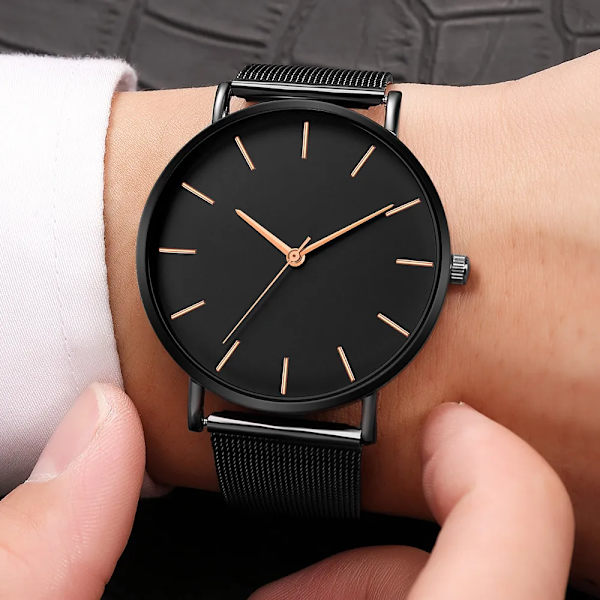 Mode Reloj Mujer Quartz Watch Simple Montre Femme Dam Mesh Armband i rostfritt stål Casual Watch Metall Timmar Relogio 1635A-A-J