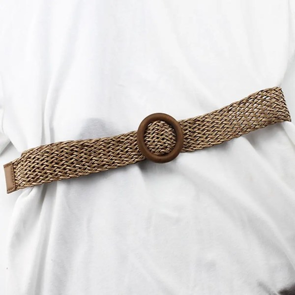 2020 Mode Halm Bälte Dam Flätad midja Plus Size Dam Bälten för Dam 2020 Vävt Spänne Boho Bred Cummerbunds Flät Bälte 4 (100x4.2cm) 95CM