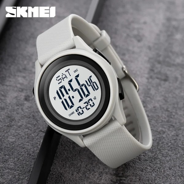 SKMEI Japan Digital rörelse Sportklocka Herr Watch Herr Vattentät stoppur Väckarklocka Relogio Masculino Black White BOX