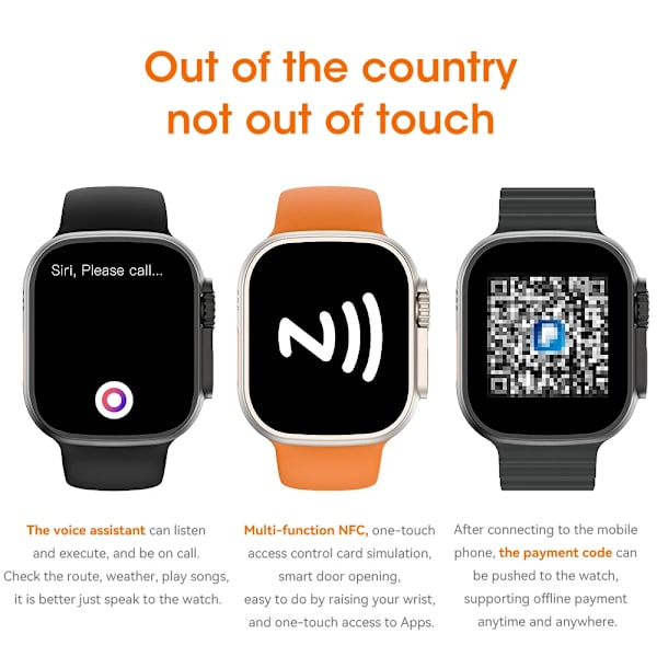 KIWITIME Ultra Max Smart Watch 1:1 49mm Storlek 2.2\ GoldnBlackOcean With Protective Case