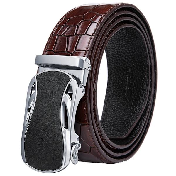 Hi-Tie Herr Designer Mode Rött Läderbälte Herr Guldspänne Lyxigt Coolt Läderbälte för jeans Röd krokodilrem DJ-2036-C 0003-DJ-C 130cm