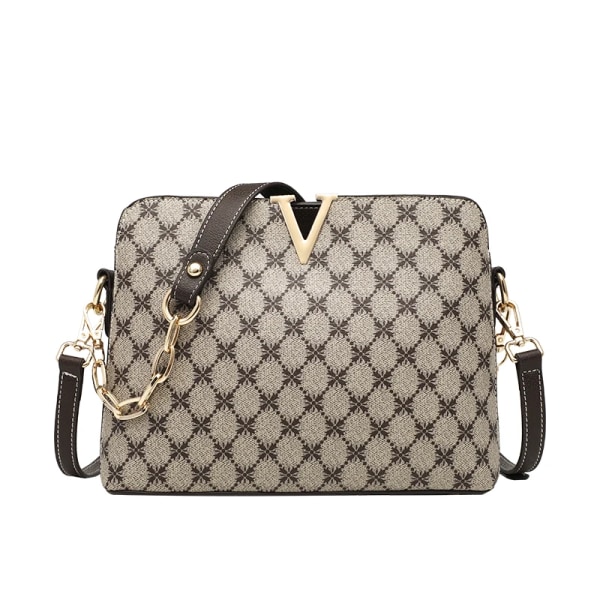 Axelväska För Kvinnor Ny Trend Lyx Designer Crossbody Messenger Pu Läder Mode Kvinnliga Dam Rutiga Telefon Handväskor Beige