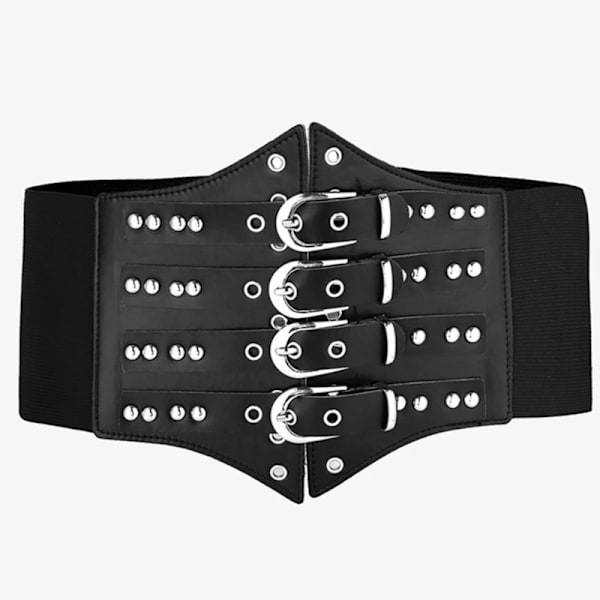 Mode Lyxbälten för kvinna Svart Pu-lädersele Midjebälte Goth Korsett Bondage Bälte Damaccessoarer Gotiska kläder belt 3 Adjustable