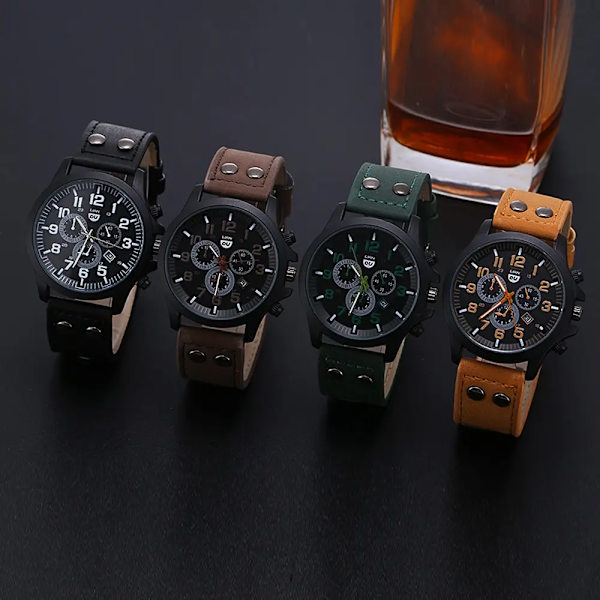 Män Quartz Watch Mode Enkel Business Bälte Quartz Watch For Men Watch Student Armbandsur Sport Icke mekanisk Deep brown