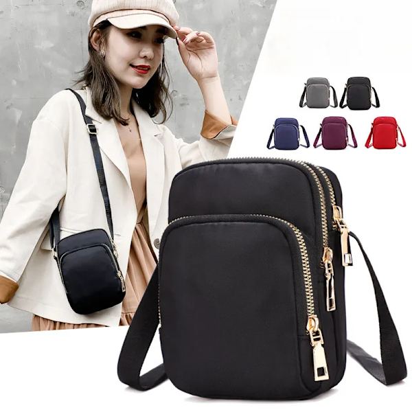 Damväska Vattentät axelväska Crossbody Dragkedja Mobiltelefon Dam Multifunktionshandväska Kvinnlig Handväska Handväska Damväska dark gray